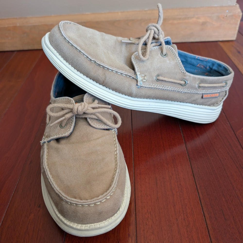 Skechers Melson Raymon Tan Slip on Shoes Size 8